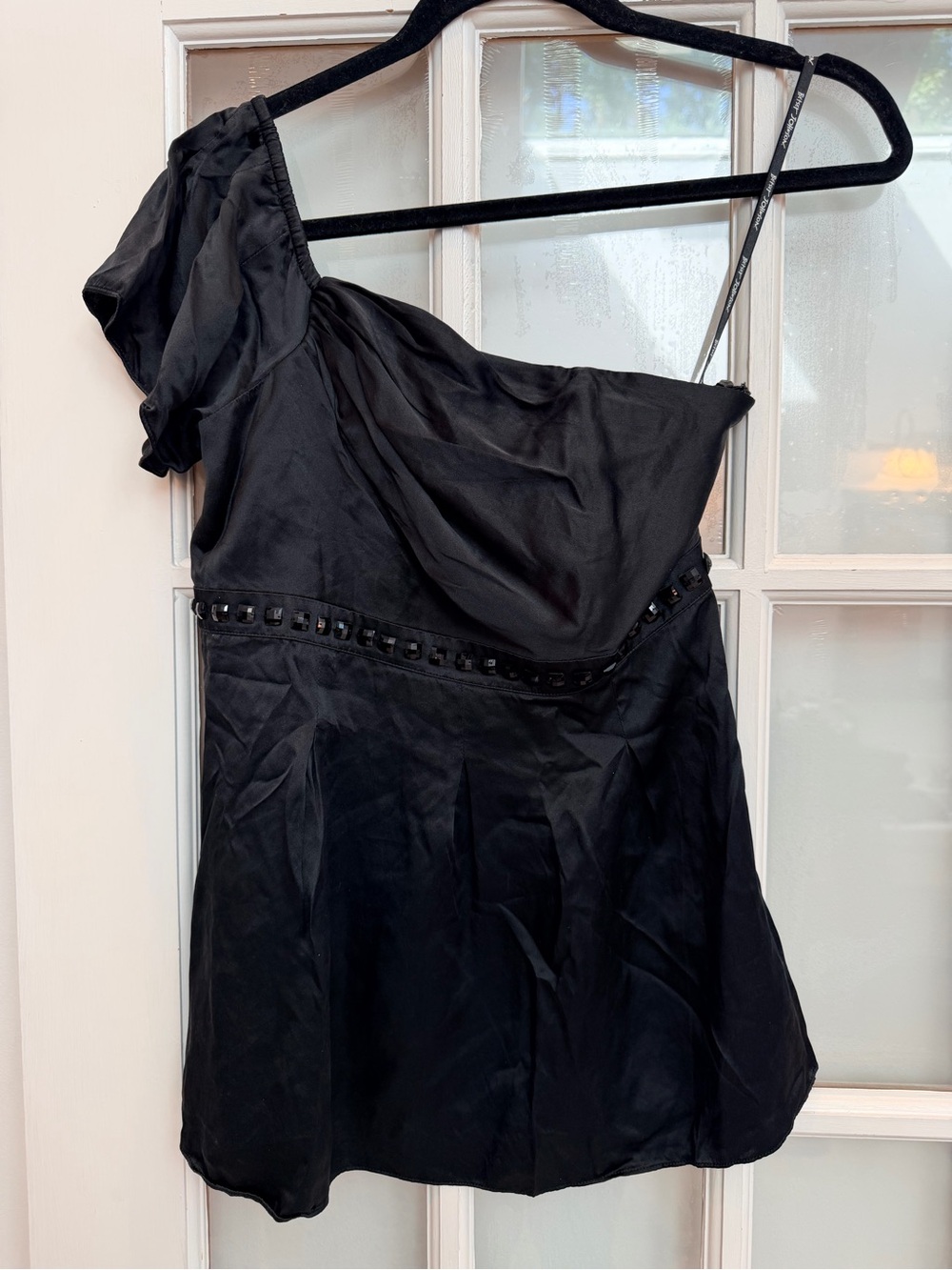 Vintage Betsey Johnson Y2K 90’s Black Silk Jewel Babydoll Top Blouse Size 6